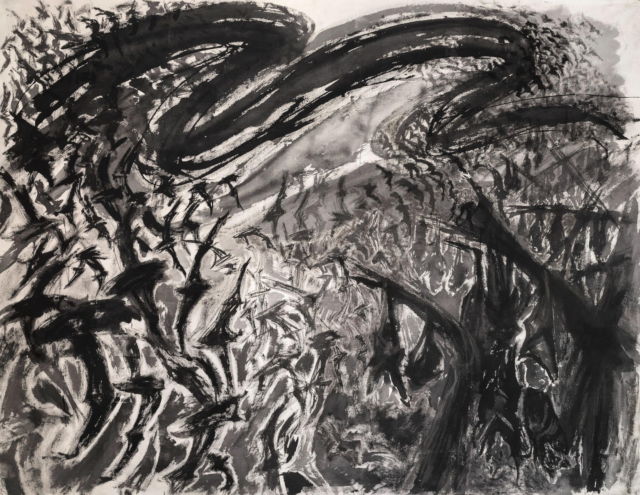 Tierra ligera Ink and charcoal on canvas. 162x225 cm (63.8×88.6 in)
